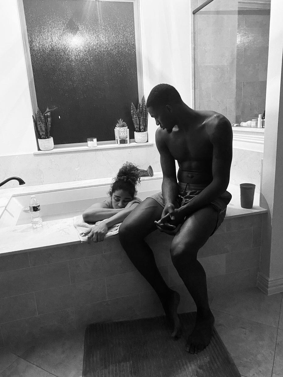 Dorian Finney-Smith and wife JazMyne opted for a water birth for their son Aysen, who was...