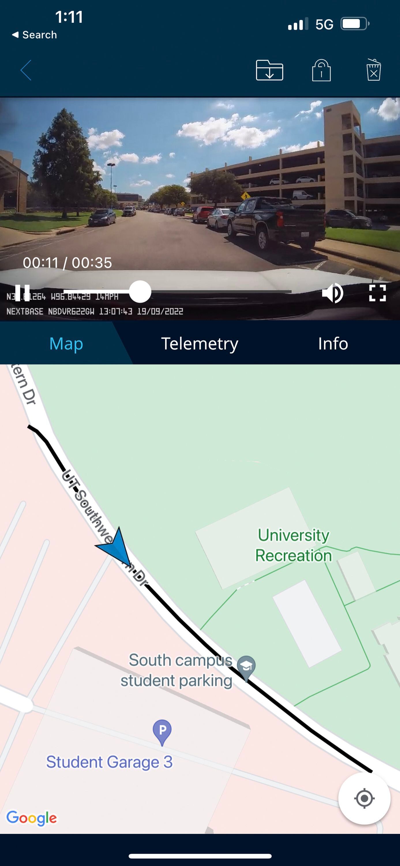Screenshot of the Nextbase app view.