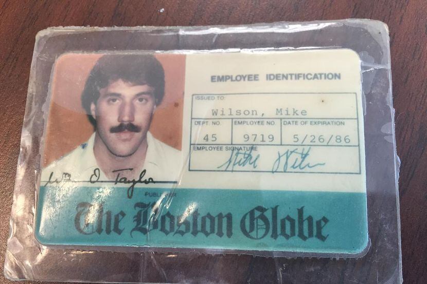 
The badge assigned to Mike Wilson when he was a Boston Globe intern in 1982. The new Dallas...