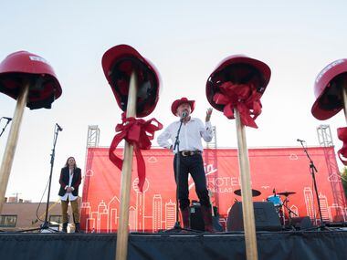 Richard Branson address the crowd attending the ground breaking for his Virgin Hotel in the...