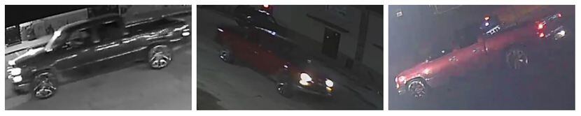 Police released images of a red pickup that was a suspect vehicle in the shooting.