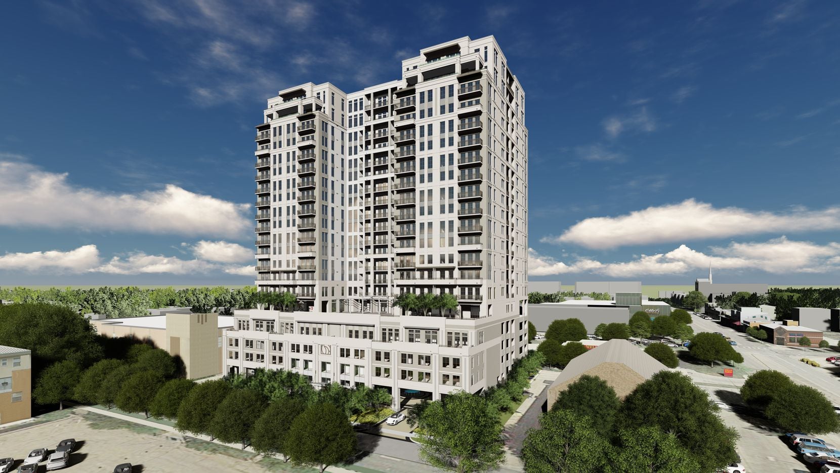 The 20-story tower will be located near Oak Lawn Avenue.