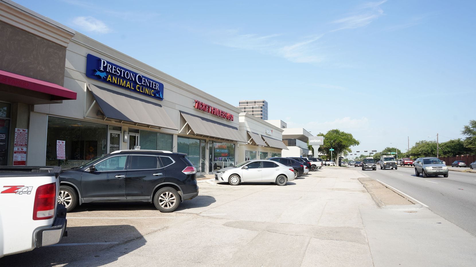 The retail strip is on Northwest Highway just east of the Dallas North Tollway.