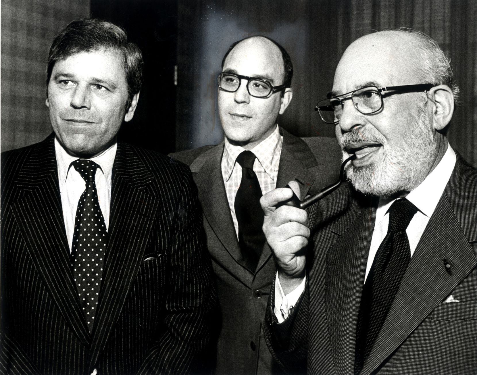 Richard Hauser, chairman; Richard Marcus, president, and Stanley Marcus on Jan. 31, 1975.