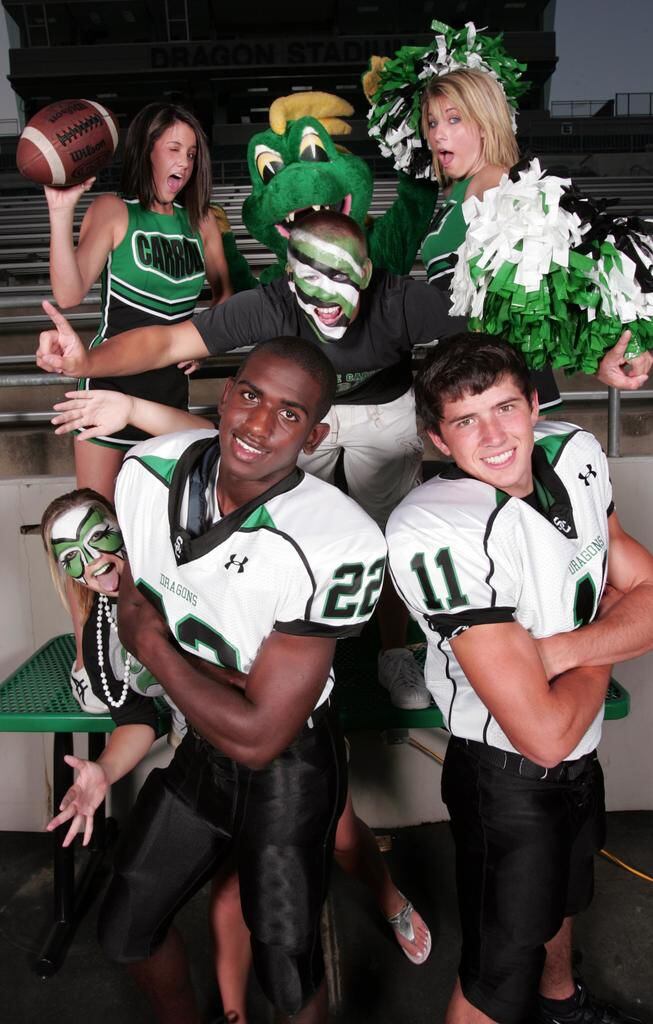 August 2, 2006 -- Southlake football players Tre Newton and Riley Dodge with classmates...