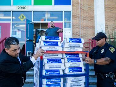 Donated school supplies arrived for Thomas Jefferson High School students shortly after...