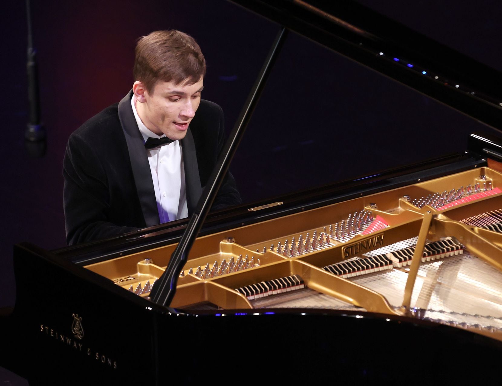 Pianist Uladzislau Khandohi performs in the semifinal round of the 2022 Van Cliburn...