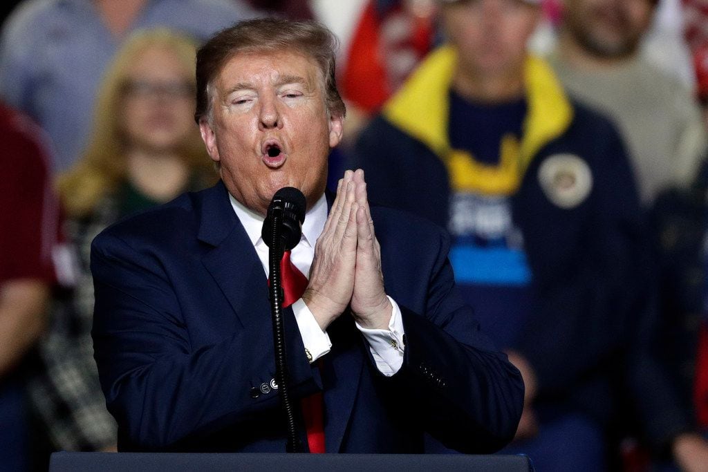 In this Feb. 11, 2019, photo, President Donald Trump speaks during a rally at the El Paso...