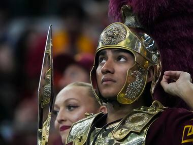 The USC mascot watches the replay after a Tulane score during the second half of the Cotton...