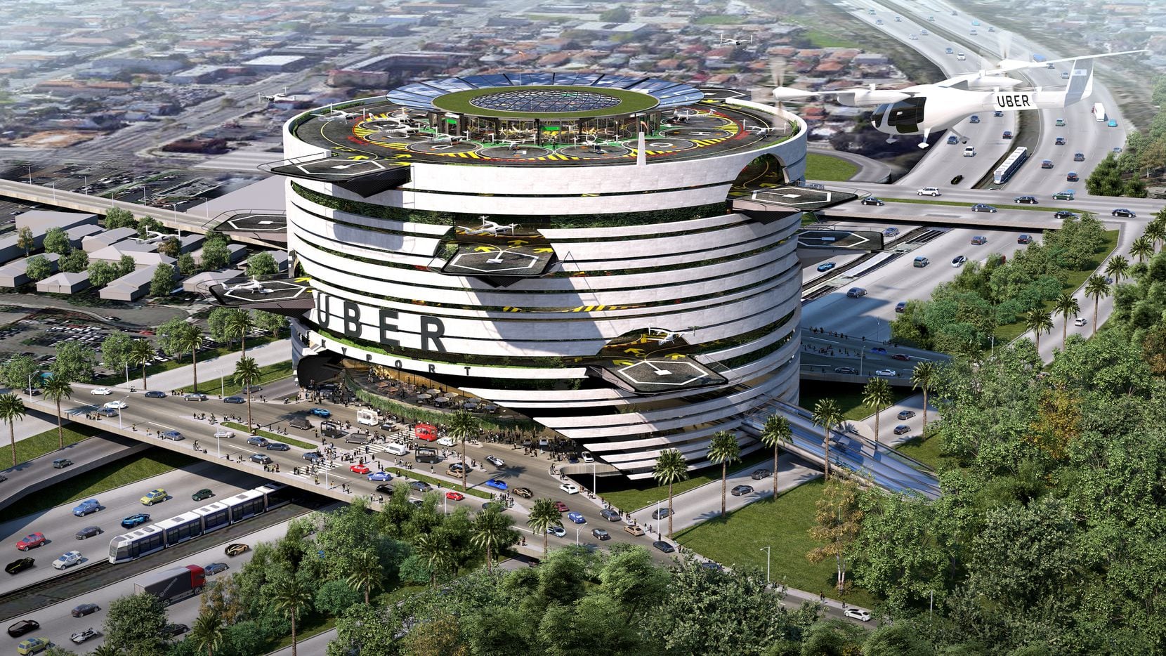 One of Humphreys & Partners Uber terminal plans is perched on top of a freeway.