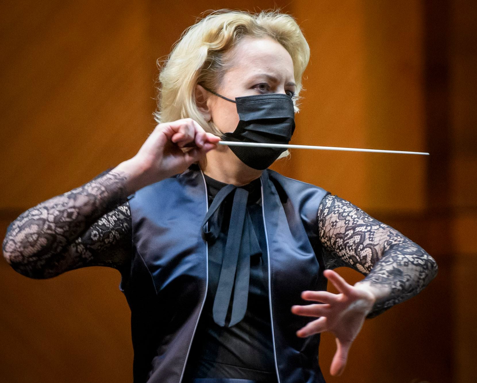 Guest conductor Anna Skryleva leads the Fort Worth Symphony Orchestra in a performance of...