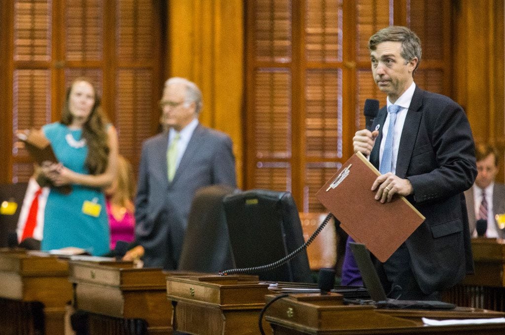 Senator Van Taylor takes questions about the Sunset Bill during a midnight session during the third day of a special legislative session on Thursday at the Texas Capitol in Austin. The midnight session was called to read and pass the sunset bill. 