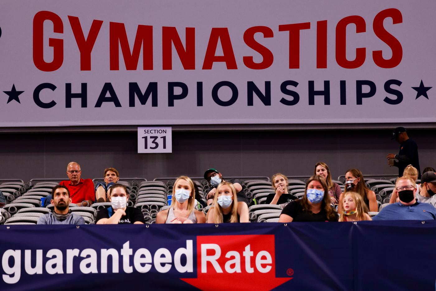 Fans watch during Day 1 of the US gymnastics championships on Thursday, June 3, 2021, at...