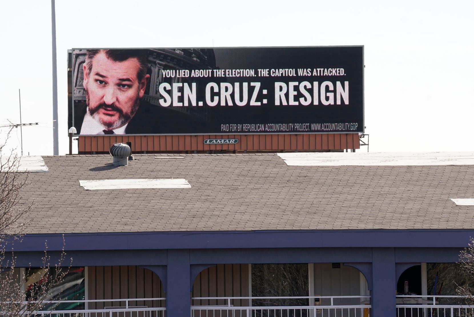Ted Cruz billboard on highway 360, just north of Lamar St. in Grand Prairie, Texas on Feb....