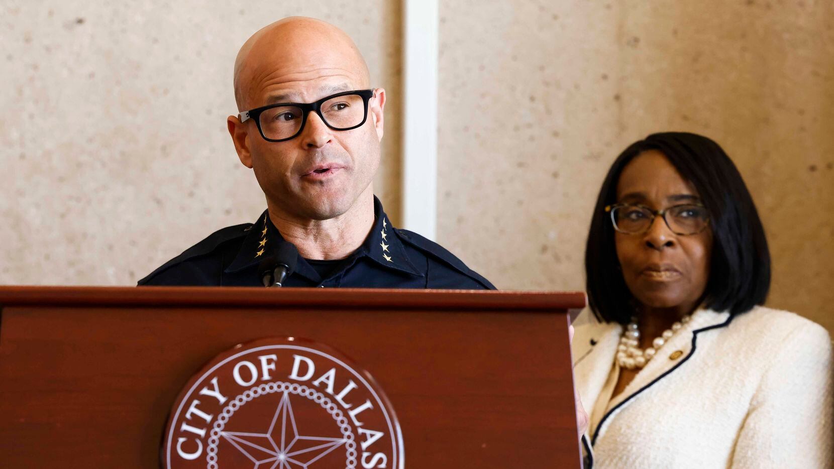 Dallas police Chief Eddie García speaks as Dallas City Council District 4 council member...