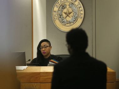 An archive photo shows Judge Amber Givens-Davis presiding over a trial at the Frank Crowley Courts Building in Dallas.