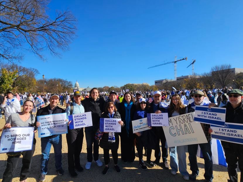 Clergy and congregants from Dallas' Congregation Shearith Israel at the March for Israel on...