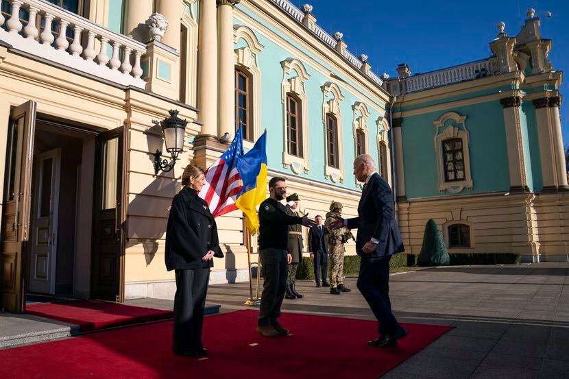 Ukrainian President Volodymyr Zelenskyy greeted President Joe Biden at Mariinsky Palace...
