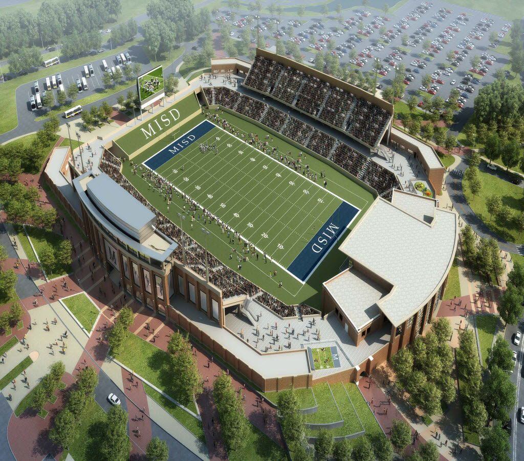 An artist's rendering depicts what McKinney ISDâs new stadium could look like at the southeast corner of Hardin Boulevard and McKinney Ranch Parkway. (McKinney ISD)