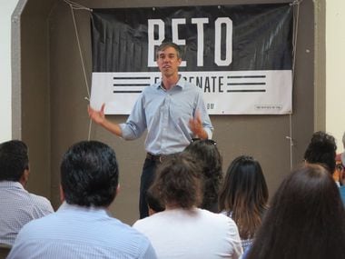 Beto O'Rourke stumps in Fort Stockton, Texas, on the second-day of his 34-day driving tour. 
