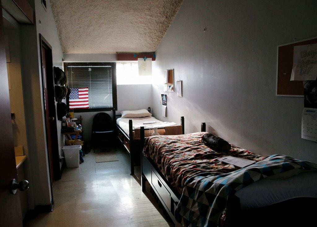 View of a room in the veterans quarters at the Carr P. Collins Social Service Center...
