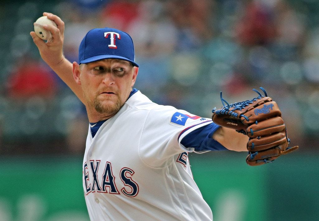 Texas Rangers pitcher Austin Bibens-Dirkx (56) is pictured during the Houston Astros vs. the...