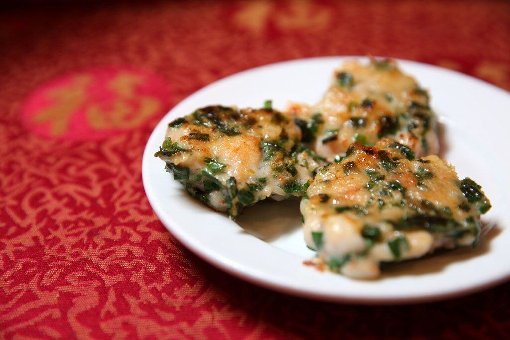 Pan-fried shrimp and chive cakes at Kirin Court. Look for fresh flavors.