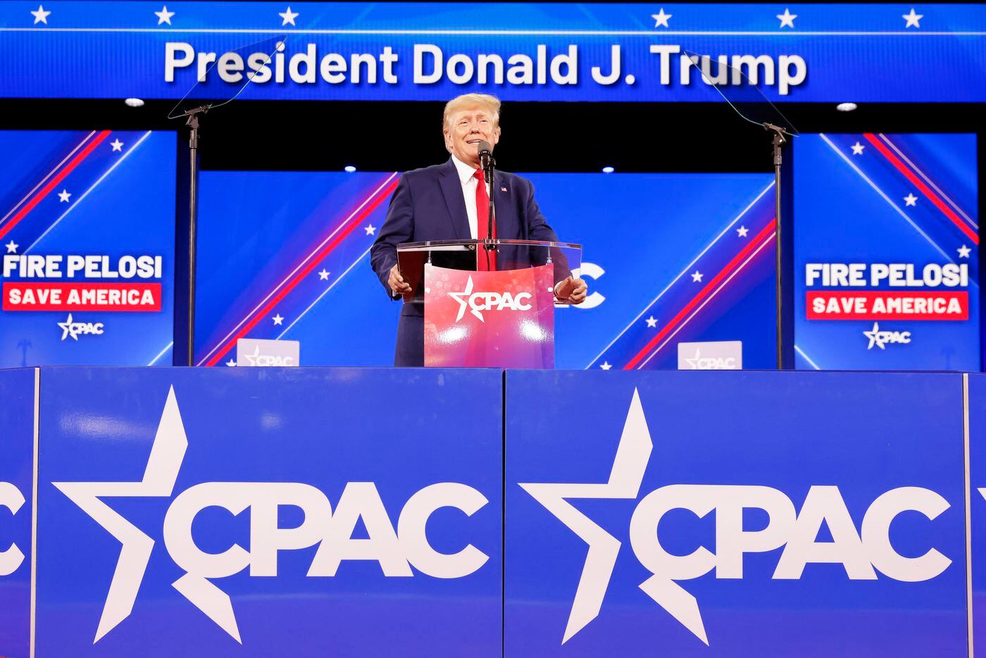 Former President Donald Trump delivers the final remarks during Conservative Political...