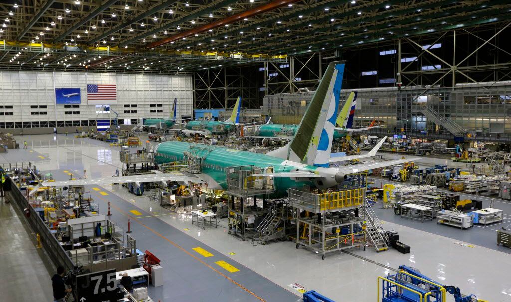 A Boeing 737 MAX airplane being built on the assembly line in Renton, Wash. A lawsuit filed by Boeing led to a sweeping reinterpretation of public disclosure laws for companies contracting with Texas state and local government.
