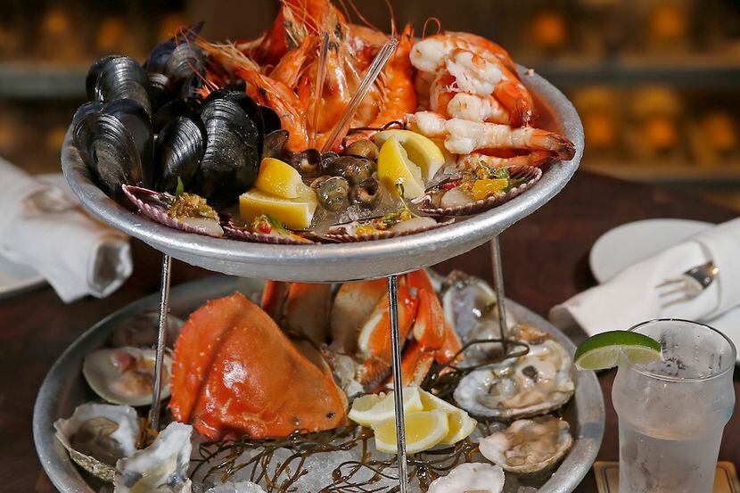 A plate of Deluxe shellfish platter at Water Grill on Friday, March 17, 2017, in Dallas.