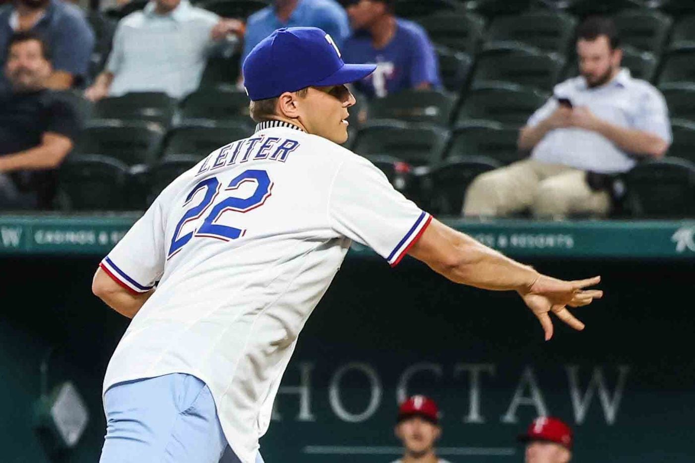 First pitch by Jack Leiter for Arizona Diamondbacks at Texas Rangers at the Globe Life Field...