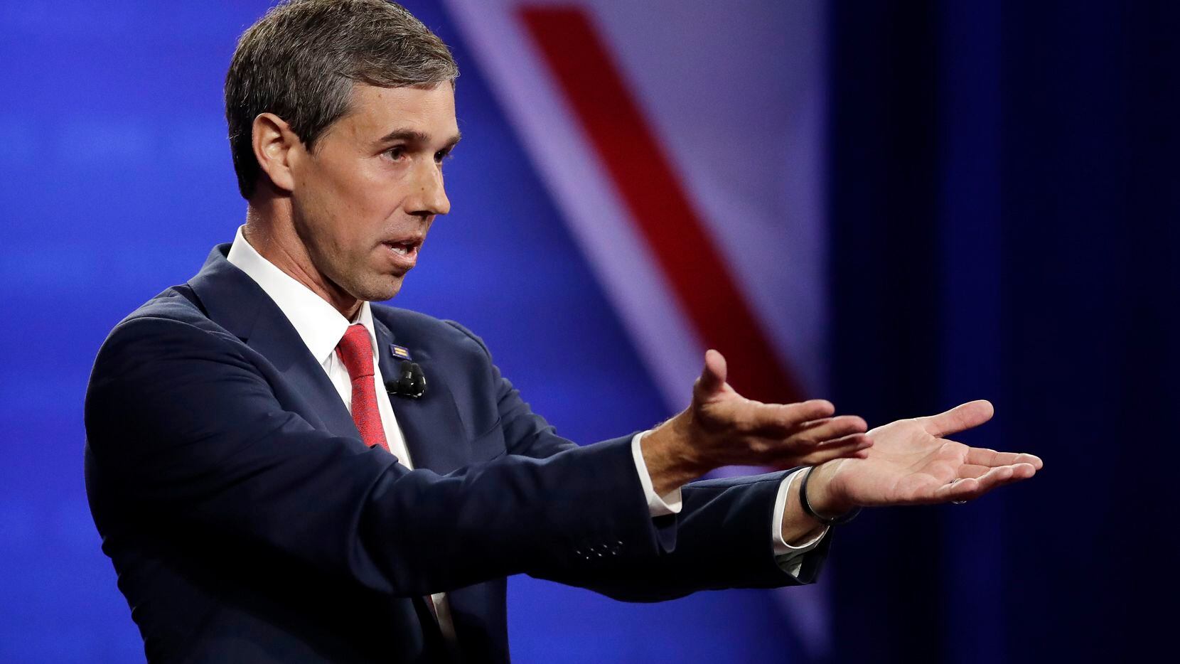 Beto O'Rourke, a former El Paso congressman, speaks during the Power of our Pride Town Hall on CNN on Thursday, Oct. 10, 2019, in Los Angeles. The LGBTQ-focused town hall featured nine 2020 Democratic presidential candidates. (AP Photo/Marcio Jose Sanchez)