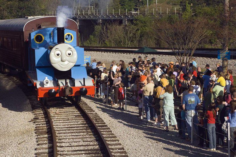   Thomas the Tank Engine pulls into the Grapevine station for Day Out With Thomas.