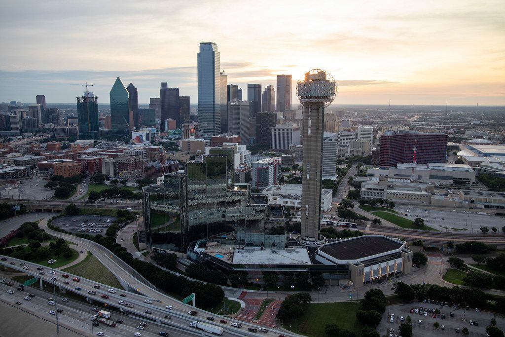 An aerial view of the Dallas skyline on Friday, June 14, 2019. Some of the buildings shown...