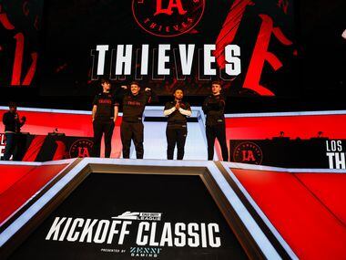 Los Angeles Thieves from left, Sam "Octane" Larew, Zack "Drazah" Jordan, Kenneth "Kenny"...