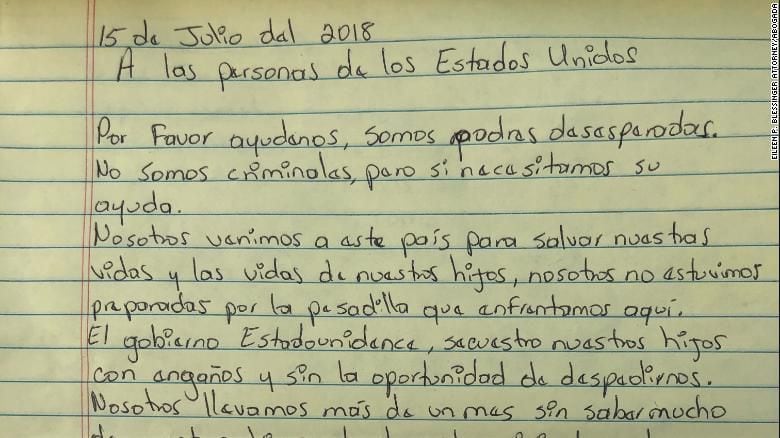 Apartes de la carta que los padres inmigrantes detenidos escribieron al pueblo...