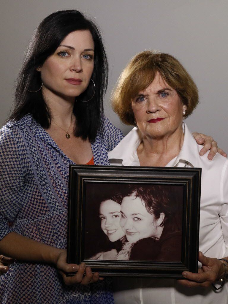 Beth Soltero (right) and her daughter Karen Soltero hold an old photograph of Karen (left)...