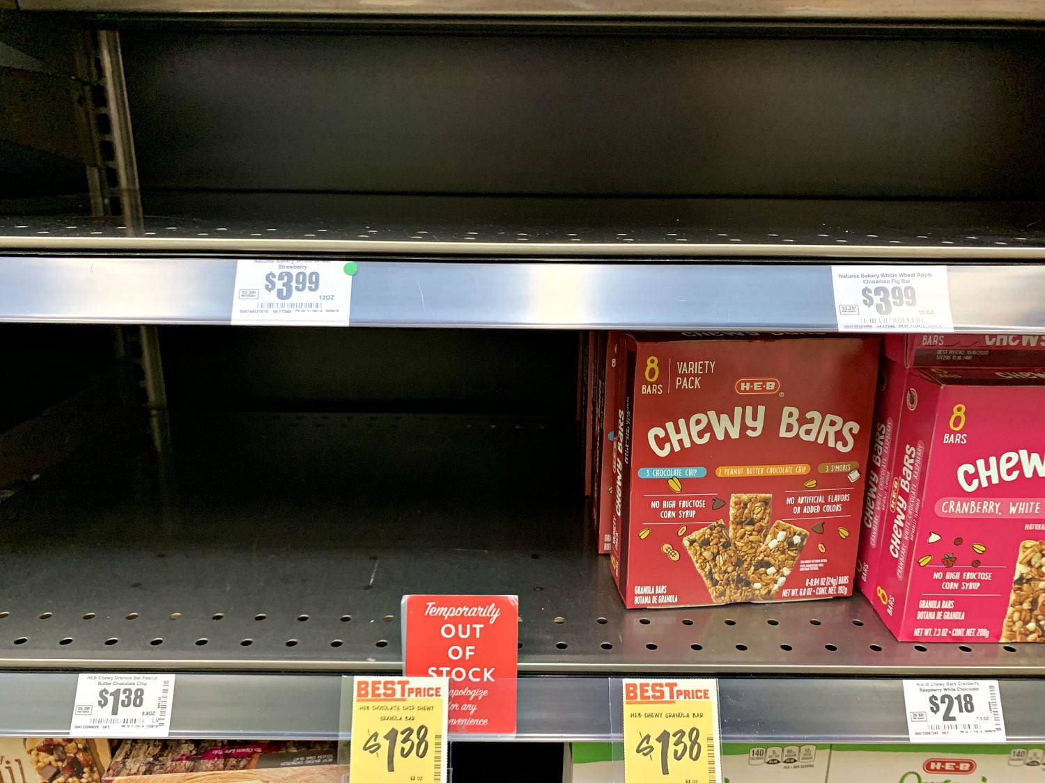 They're having a hard time keeping the shelves filled with granola bars at my neighborhood...