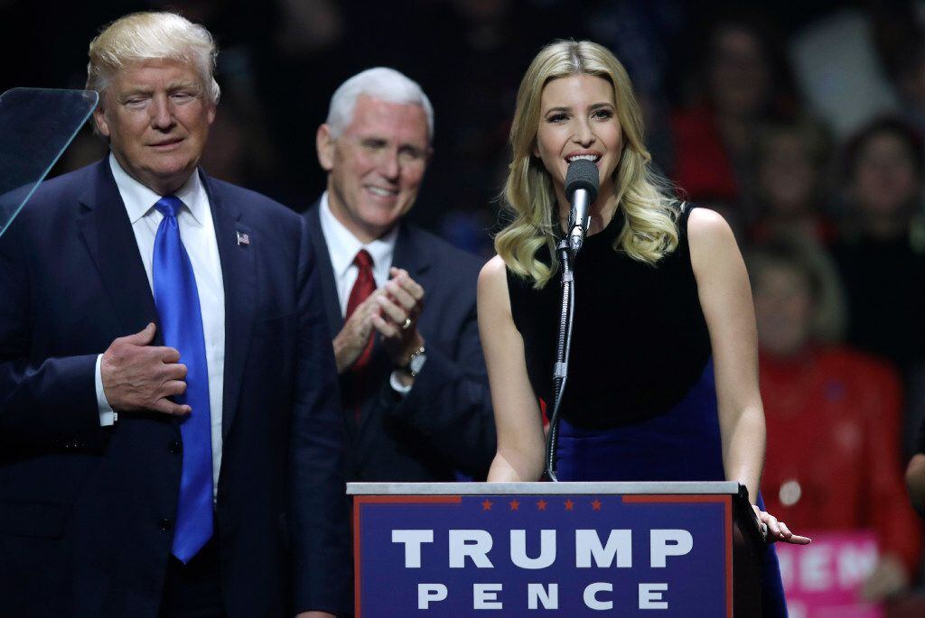 Ivanka Trump spoke beside her father, Republican presidential nominee Donald Trump, as his...