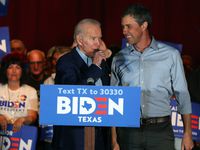 Former Vice President Joe Biden speaks after former El Paso Rep. Beto O'Rourke endorsed him at a campaign rally on March 2, 2020, at Gilley's in Dallas, the night before the Texas primary.