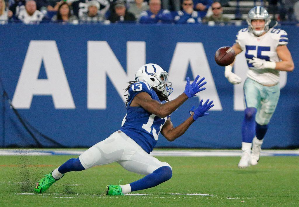 Indianapolis Colts wide receiver T.Y. Hilton (13) makes the catch on a long third-quarter...