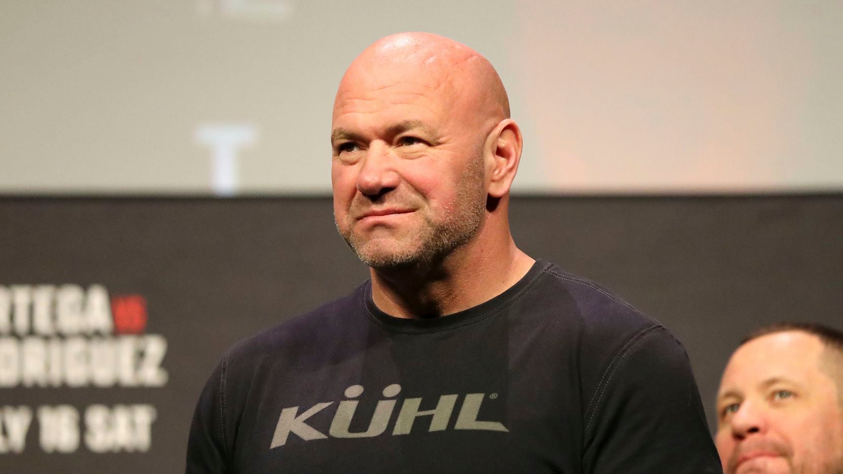 UFC President Dana White is seen during the ceremonial weigh-in event, Friday, July 15,...