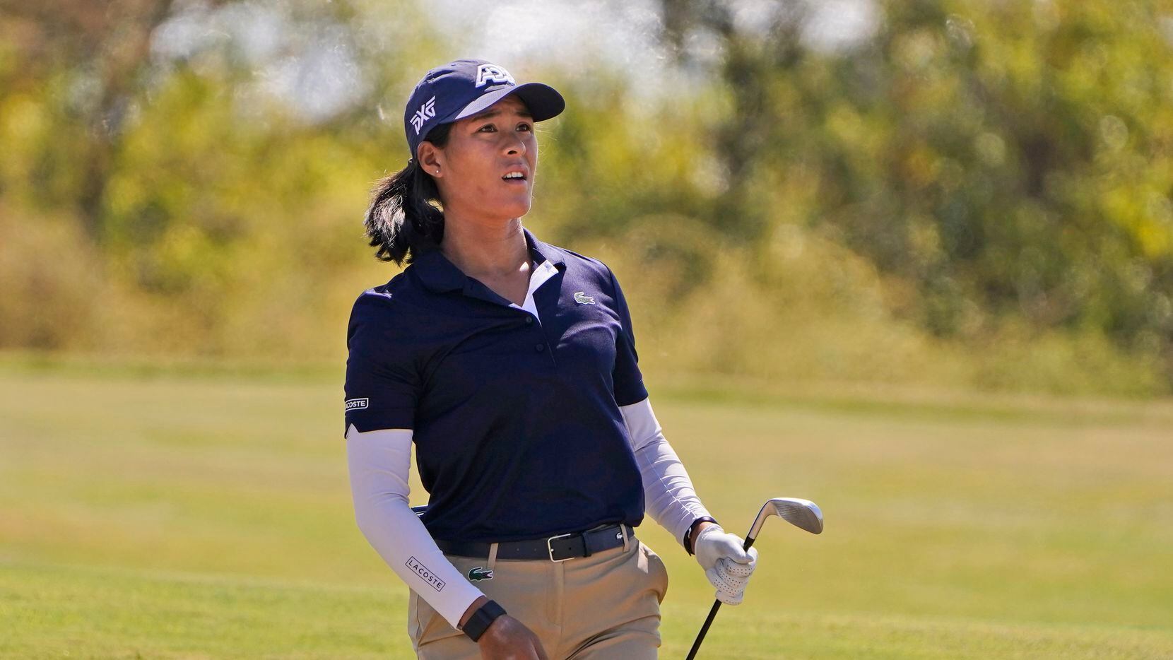 Celine Boutier looks over the sixth hole before hitting during the LPGA The Ascendant golf...