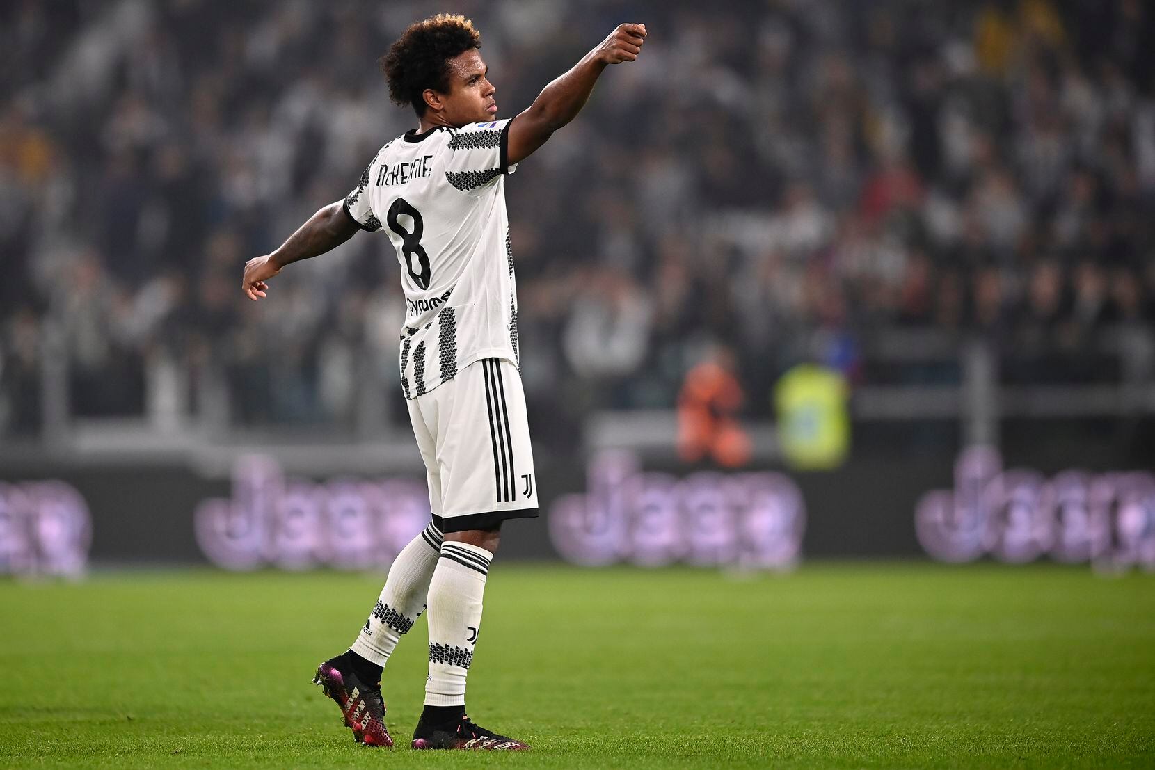 Juventus' Weston McKennie celebrates scoring his side's second goal of the game during the...