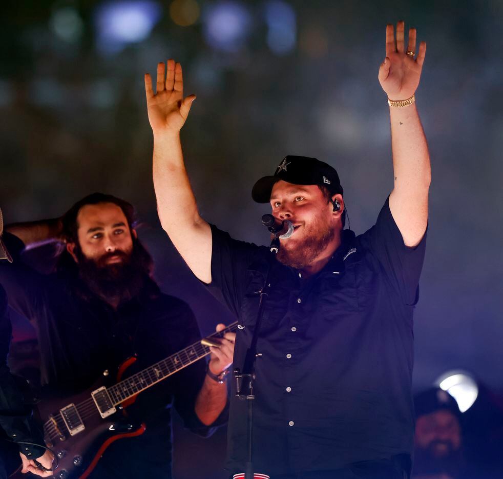 Country artist Luke Combs performs during the halftime show at AT&T Stadium in Arlington,...