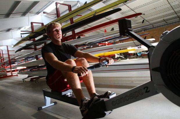  Rowing! What a great exercise (if you actually do it, like this dedicated fellow)