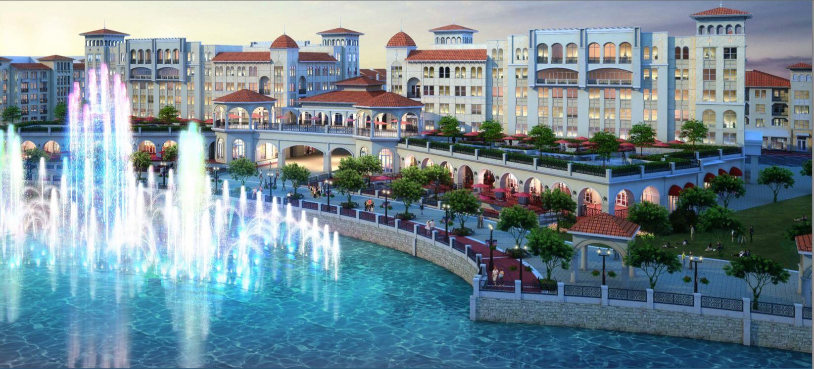 The $1 billion Bayside development on I-30 in Rowlett includes a fountain that the...