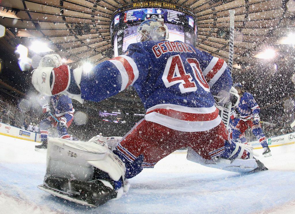 NEW YORK, NEW YORK - DECEMBER 20: Alexandar Georgiev #40 of the New York Rangers skates...