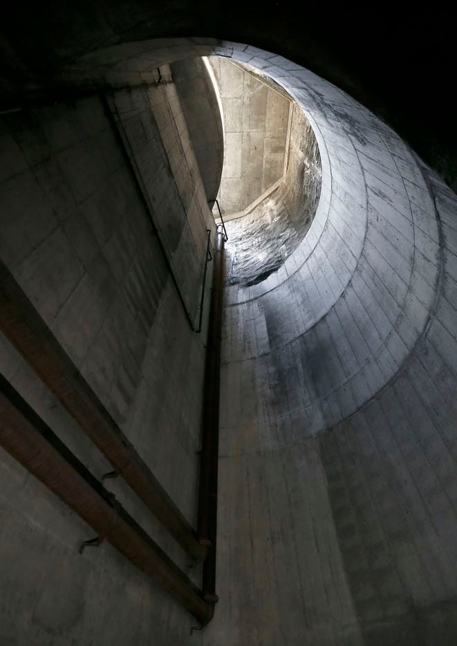 A giant ventilation shaft rises to the surface from deep inside DART's underground tunnel in...