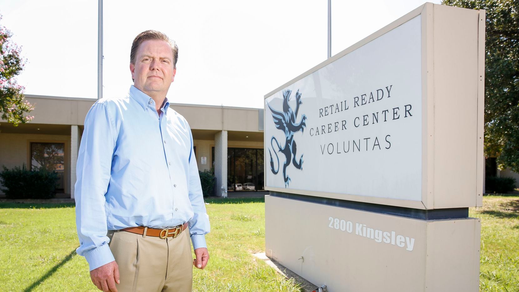 CEO and Founder Jon Davis of the Retail Ready Career Center stands outside the building that...